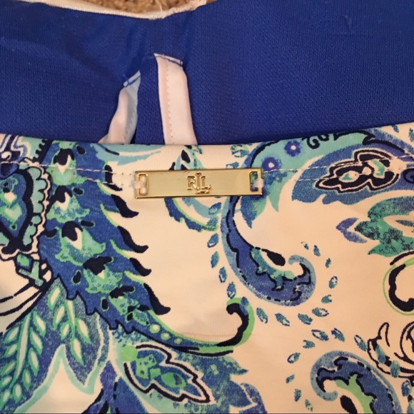 LAUREN RALPH LAUREN Fiesta Paisley Twist Bandeau Underwire Mio One-Piece Blue 6 - Picture 8 of 16